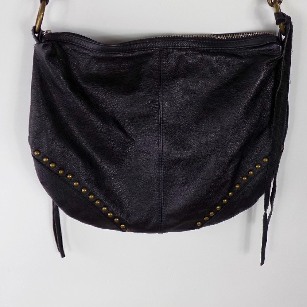 Boho Shoulder Bag Black Leather Studded Guitar Shoulder Strap Not Branded - Picture 2 of 10